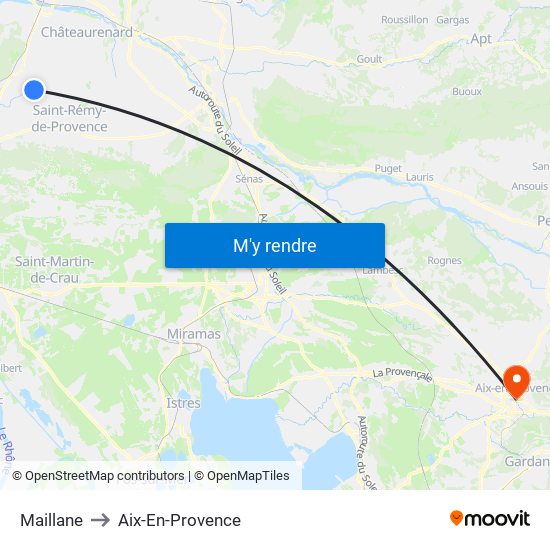 Maillane to Aix-En-Provence map