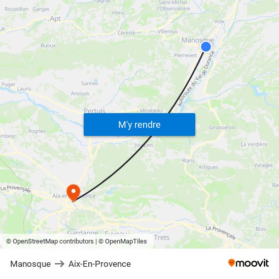 Manosque to Aix-En-Provence map