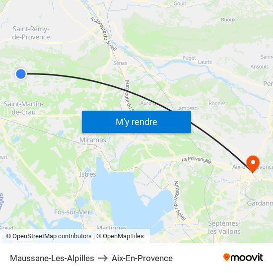 Maussane-Les-Alpilles to Aix-En-Provence map