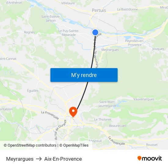 Meyrargues to Aix-En-Provence map