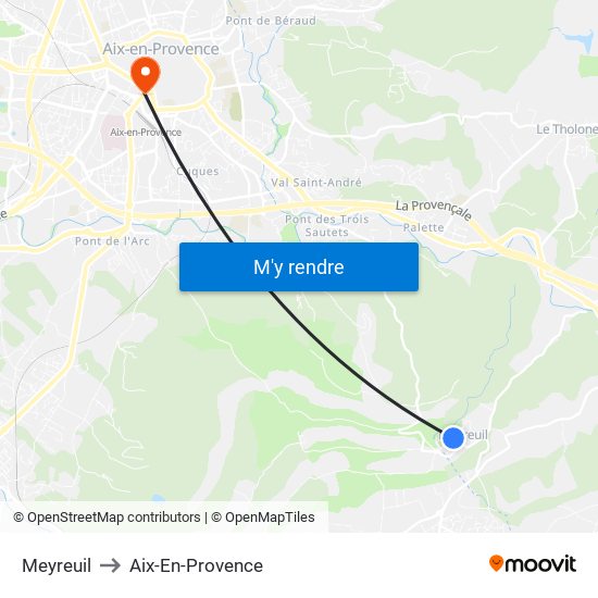 Meyreuil to Aix-En-Provence map