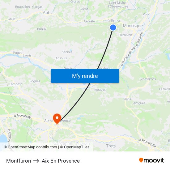 Montfuron to Aix-En-Provence map