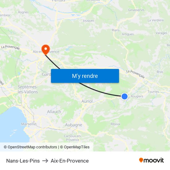 Nans-Les-Pins to Aix-En-Provence map