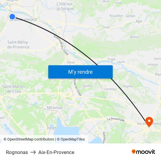 Rognonas to Aix-En-Provence map