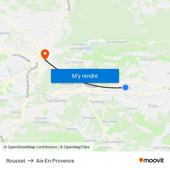 Rousset to Aix-En-Provence map