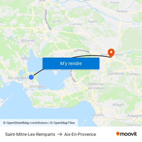 Saint-Mitre-Les-Remparts to Aix-En-Provence map