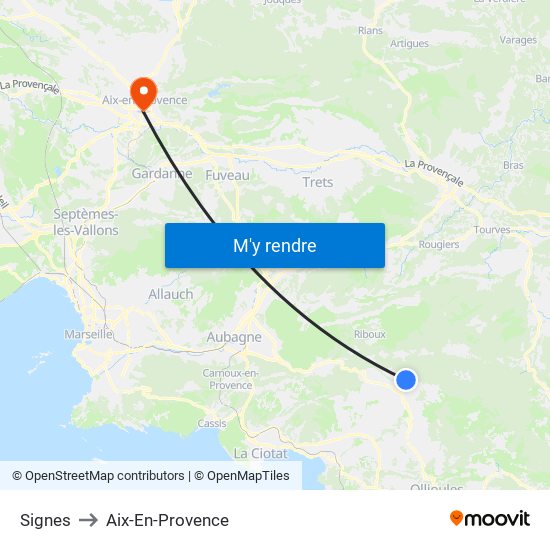 Signes to Aix-En-Provence map
