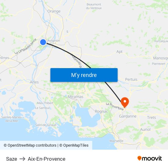 Saze to Aix-En-Provence map