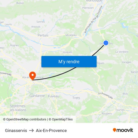 Ginasservis to Aix-En-Provence map
