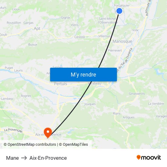 Mane to Aix-En-Provence map