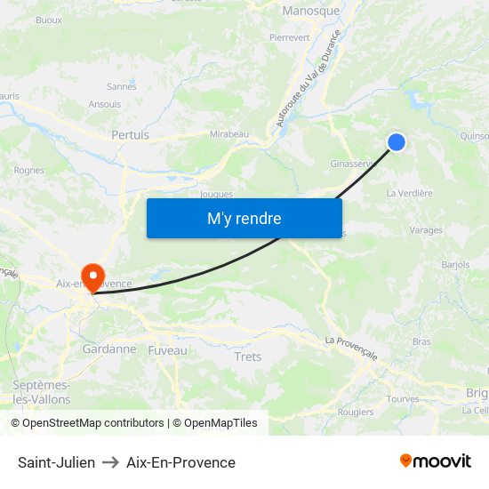 Saint-Julien to Aix-En-Provence map