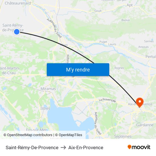 Saint-Rémy-De-Provence to Aix-En-Provence map