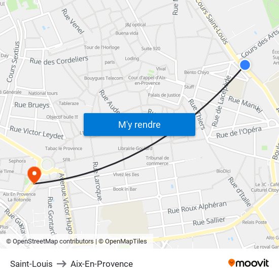 Saint-Louis to Aix-En-Provence map