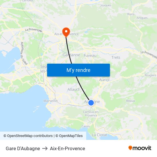 Gare D'Aubagne to Aix-En-Provence map