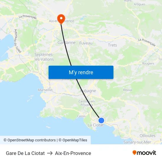 Gare De La Ciotat to Aix-En-Provence map