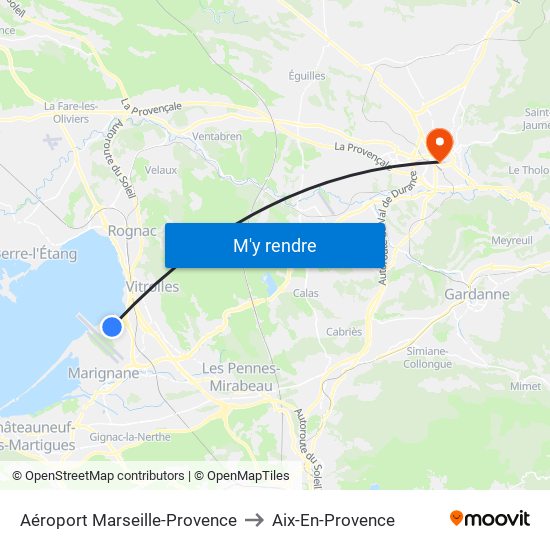 Aéroport Marseille-Provence to Aix-En-Provence map