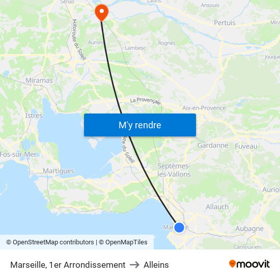 Marseille, 1er Arrondissement to Alleins map