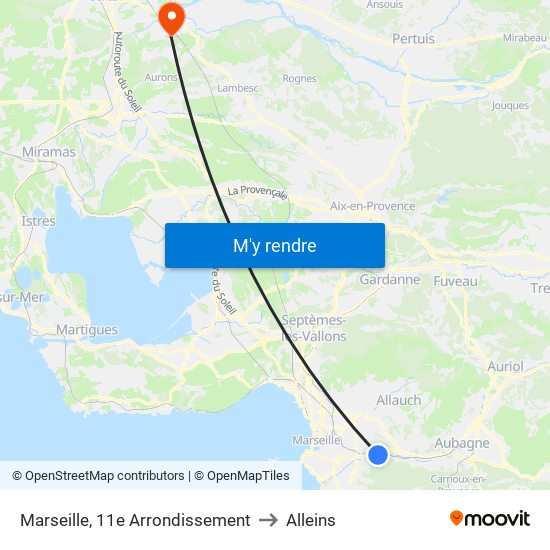 Marseille, 11e Arrondissement to Alleins map