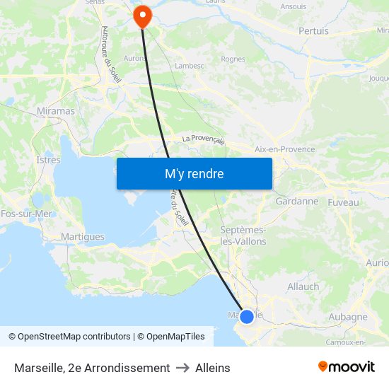 Marseille, 2e Arrondissement to Alleins map