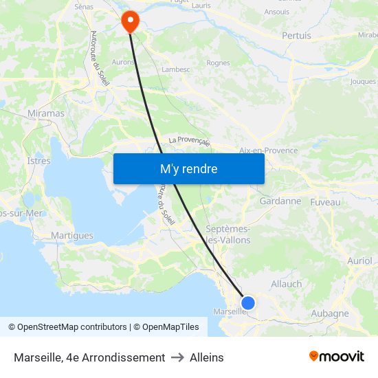 Marseille, 4e Arrondissement to Alleins map