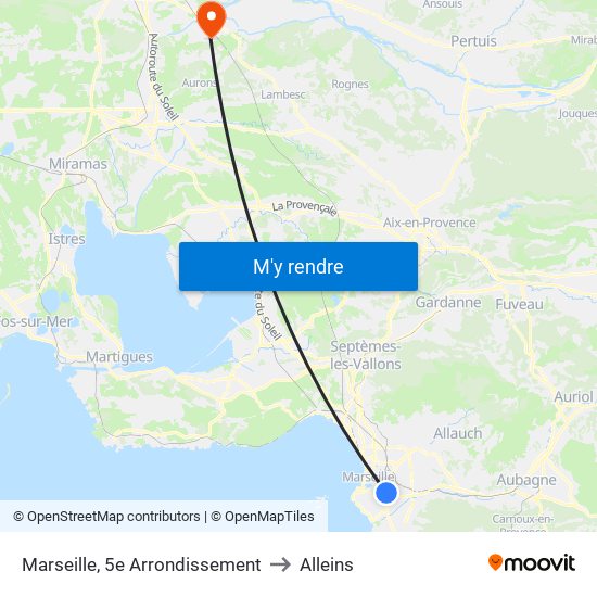 Marseille, 5e Arrondissement to Alleins map