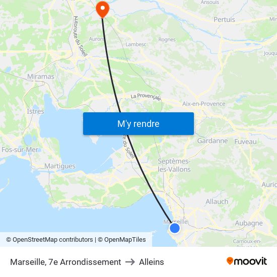 Marseille, 7e Arrondissement to Alleins map