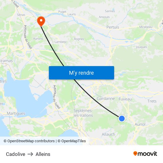 Cadolive to Alleins map
