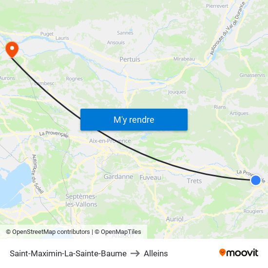 Saint-Maximin-La-Sainte-Baume to Alleins map