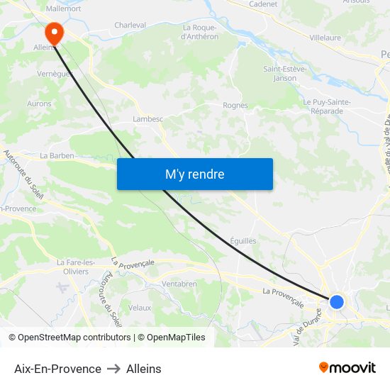 Aix-En-Provence to Alleins map
