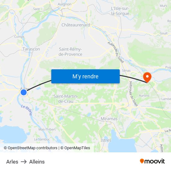 Arles to Alleins map