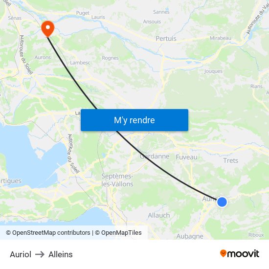 Auriol to Alleins map