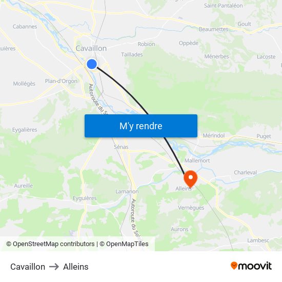 Cavaillon to Alleins map