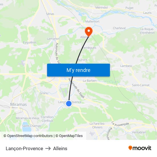 Lançon-Provence to Alleins map