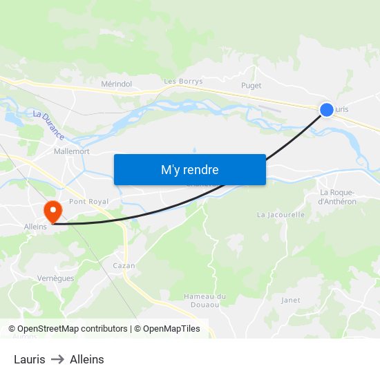 Lauris to Alleins map