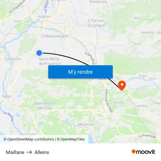 Maillane to Alleins map