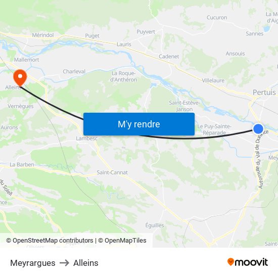 Meyrargues to Alleins map
