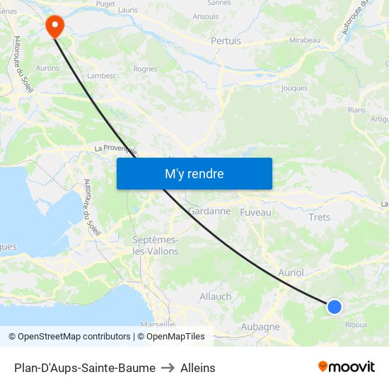 Plan-D'Aups-Sainte-Baume to Alleins map