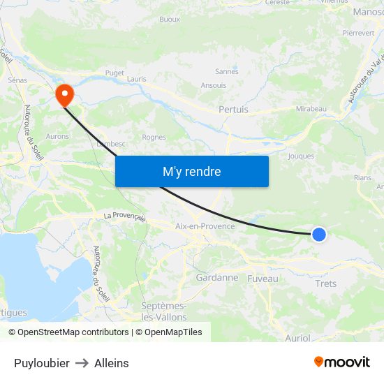 Puyloubier to Alleins map