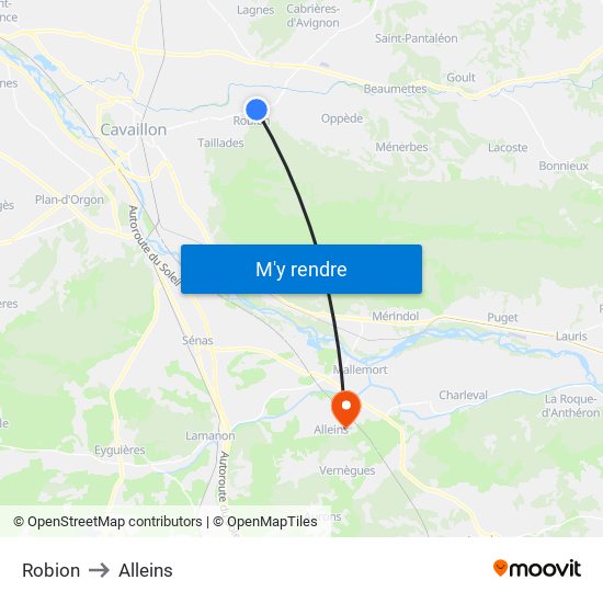 Robion to Alleins map