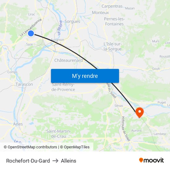 Rochefort-Du-Gard to Alleins map