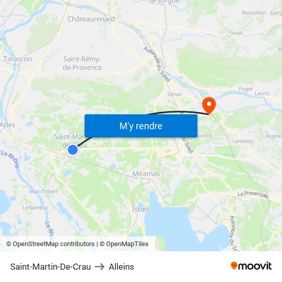 Saint-Martin-De-Crau to Alleins map