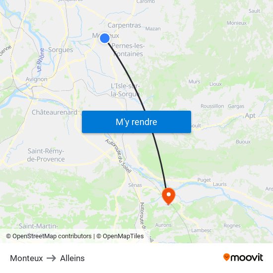 Monteux to Alleins map