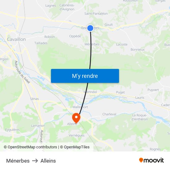 Ménerbes to Alleins map