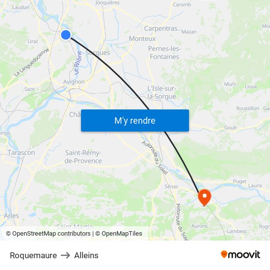 Roquemaure to Alleins map
