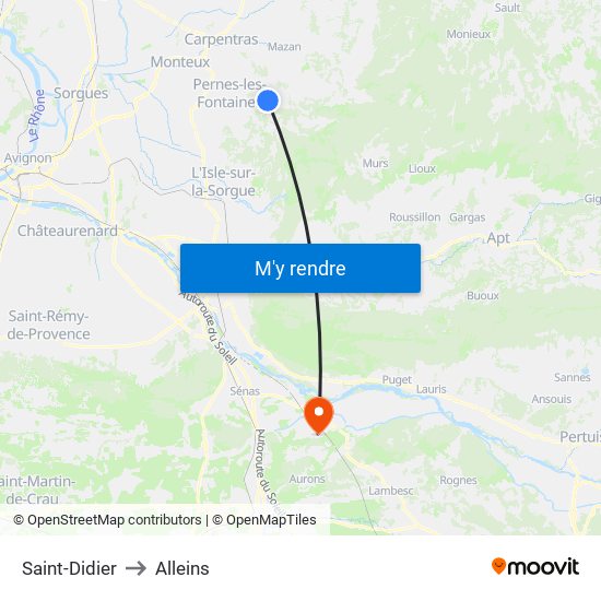 Saint-Didier to Alleins map
