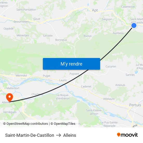 Saint-Martin-De-Castillon to Alleins map