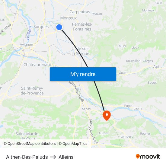 Althen-Des-Paluds to Alleins map
