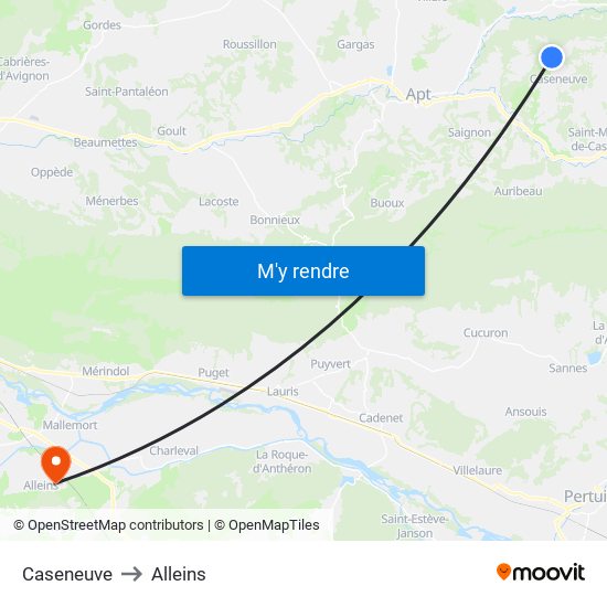 Caseneuve to Alleins map