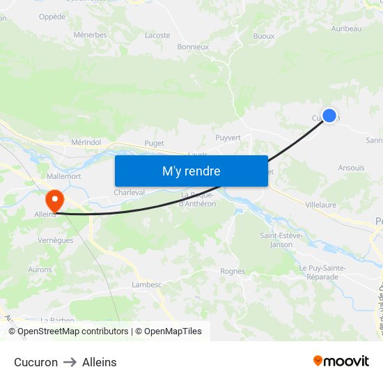 Cucuron to Alleins map