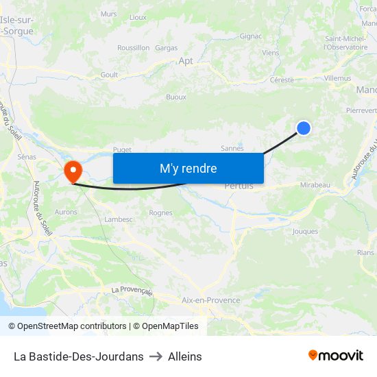 La Bastide-Des-Jourdans to Alleins map